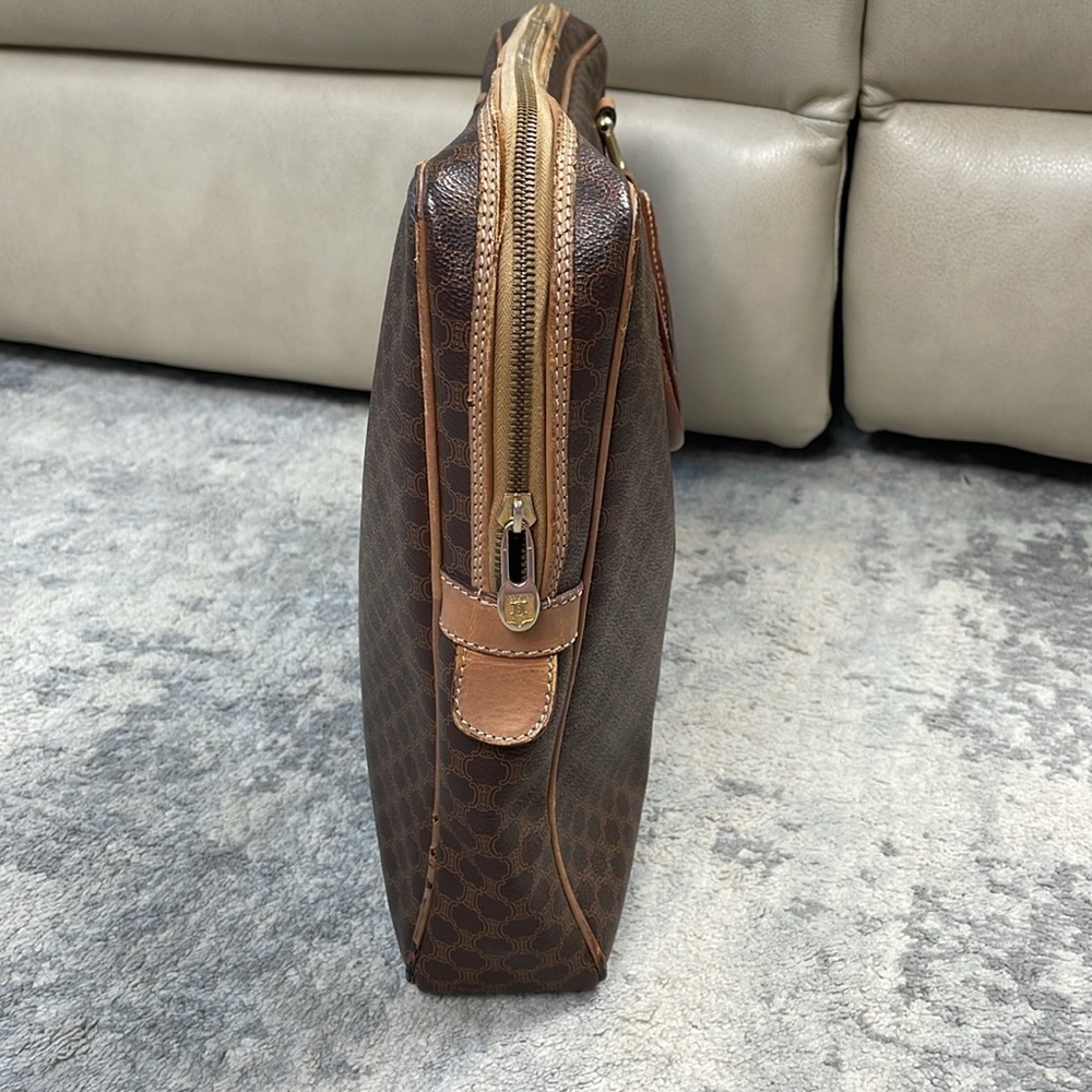 Celine Brown Macadam Briefcase Business Laptop Bag Top Handle - Picture 6 of 17